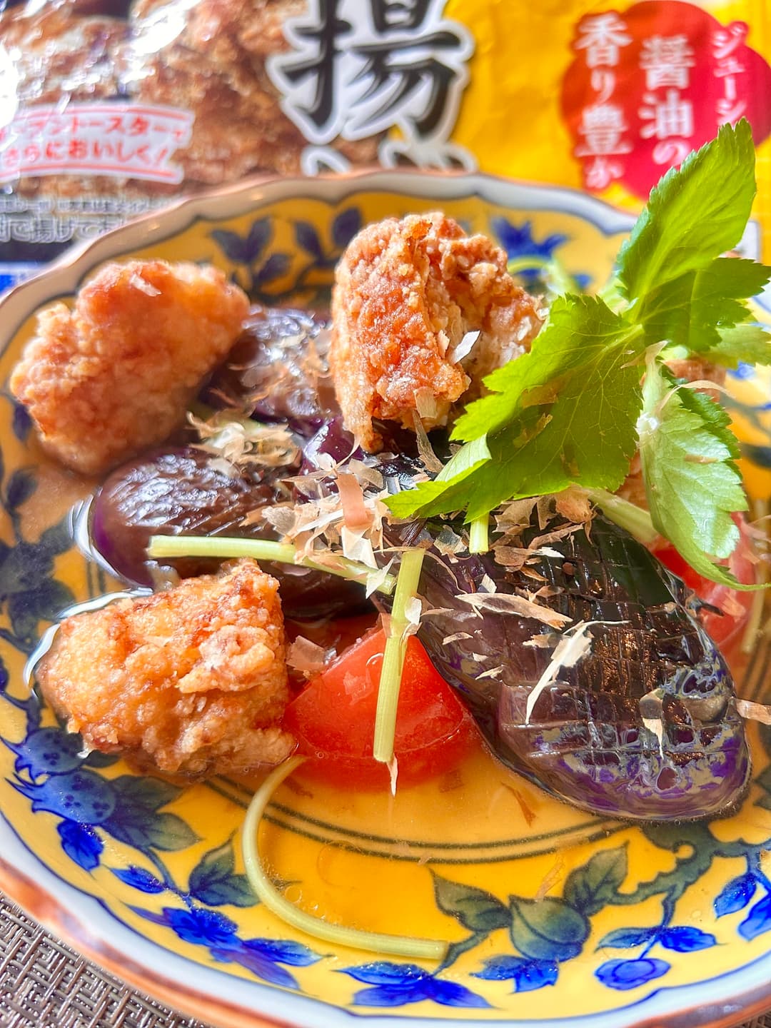 鶏竜田と茄子の揚げ浸しの完成写真
