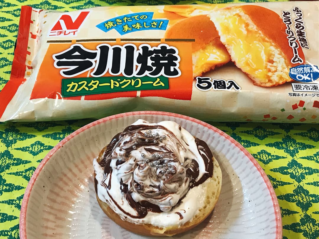 片手で食べれる今川カスタードケーキの完成写真