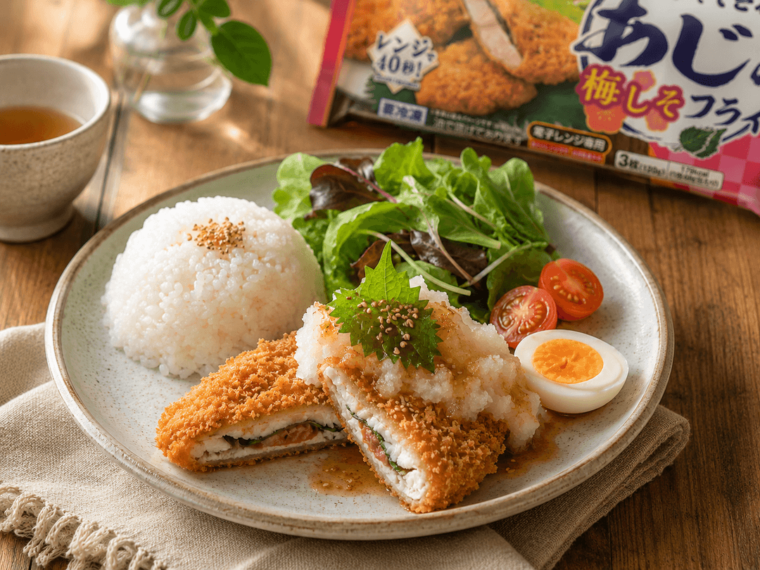 あじの梅しそフライの和カフェ風おろしプレート♡の完成写真