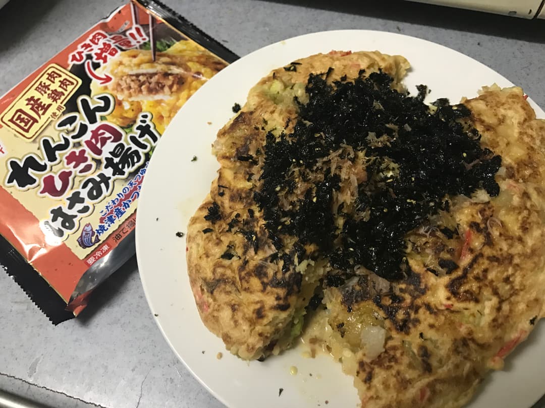 レンコン入りヘルシーお好み焼き風の完成写真