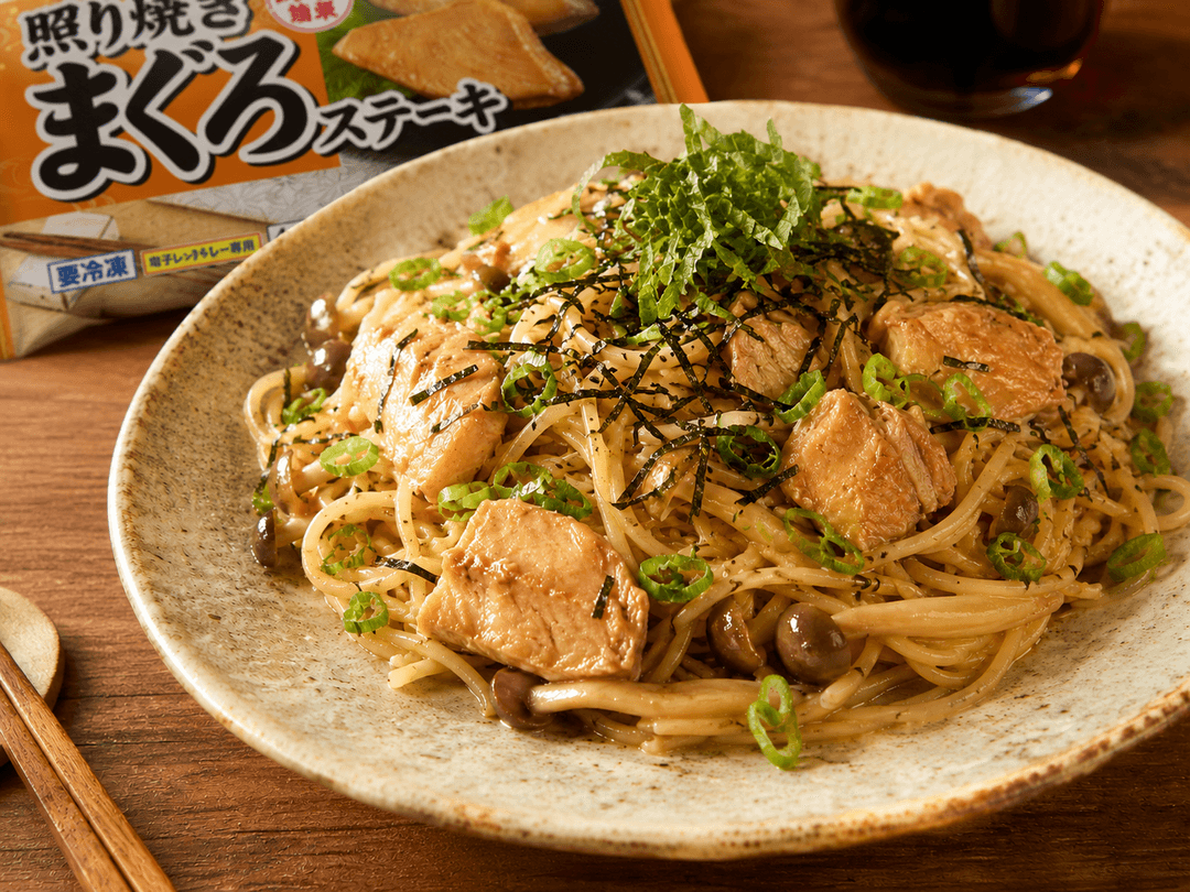 和風バターしょうゆ♡まぐろステーキパスタの完成写真