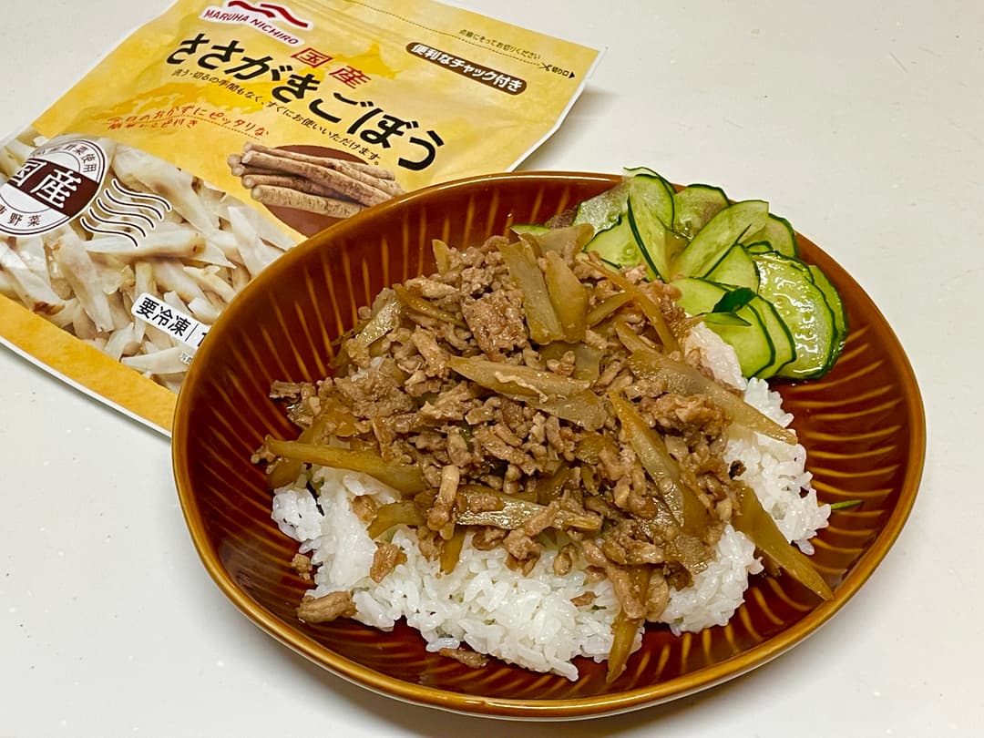 ささがきごぼうとひき肉の甘辛そぼろご飯の完成写真