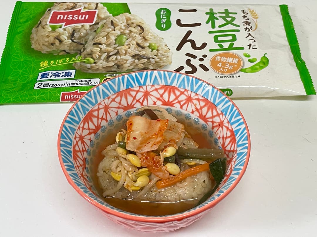 枝豆こんぶ焼きおにぎりの簡単クッパの完成写真