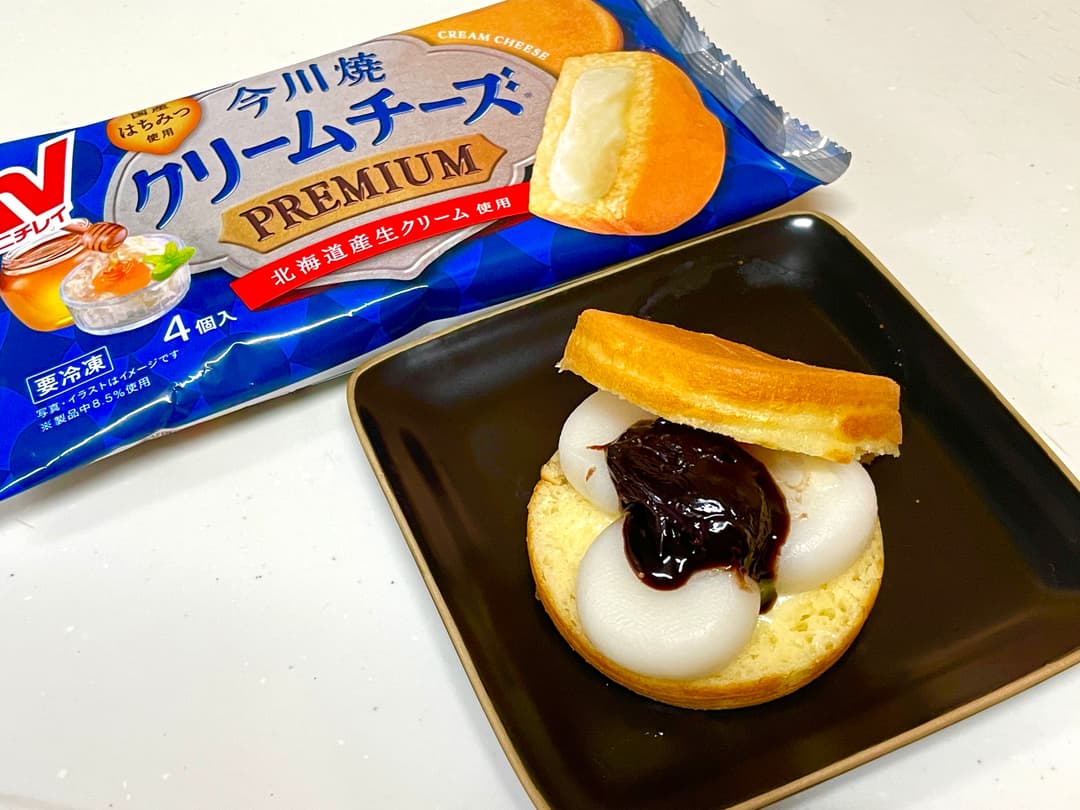 今川焼クリームチーズ白玉チョコサンドの完成写真
