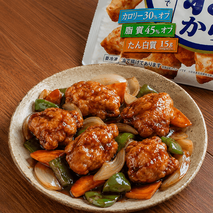 むねからと野菜の黒酢あんかけ♡の完成写真