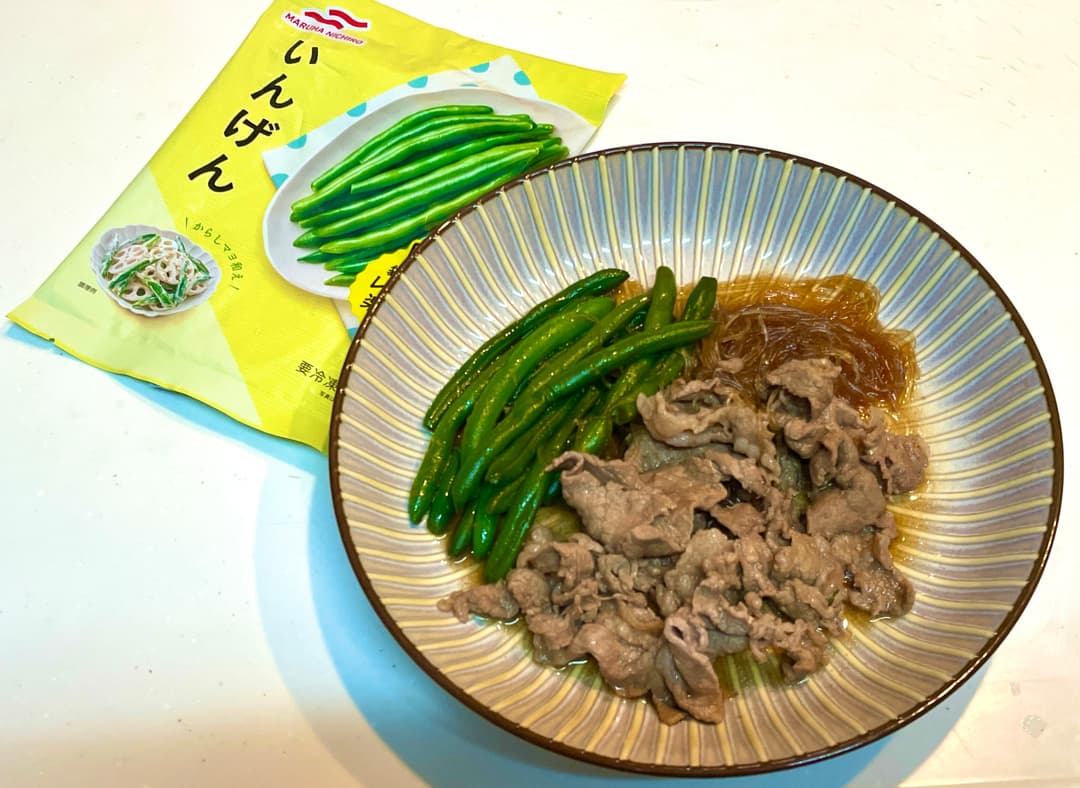 いんげんと牛肉のすき煮風の完成写真