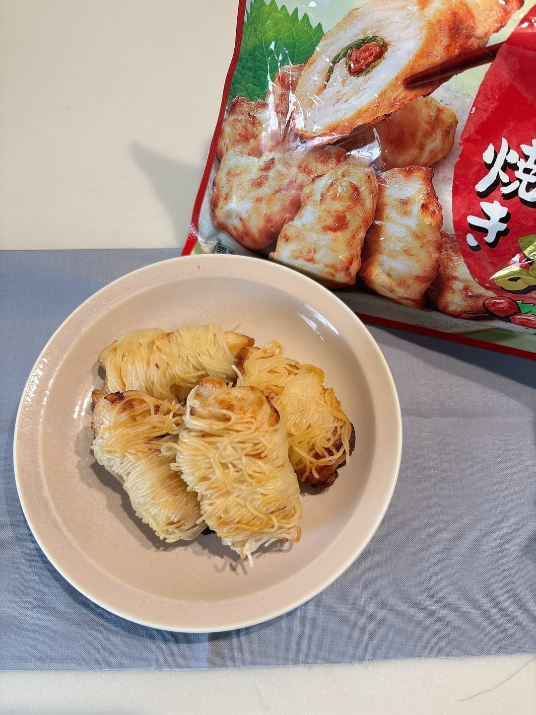 カリカリ!そうめん衣の梅しそさっぱりささみ焼きの完成写真