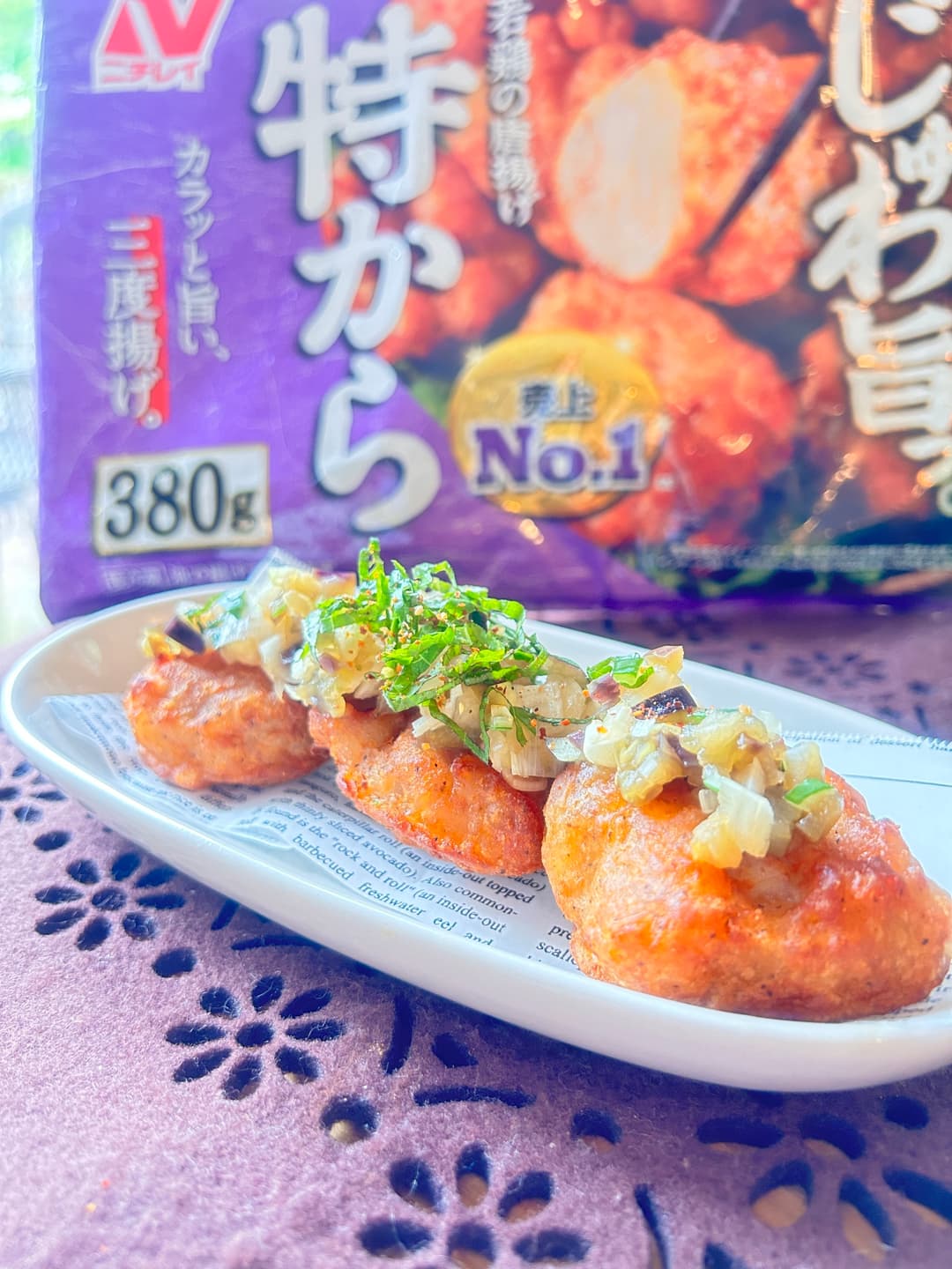 たっぷり香味だれの唐揚げ串の完成写真