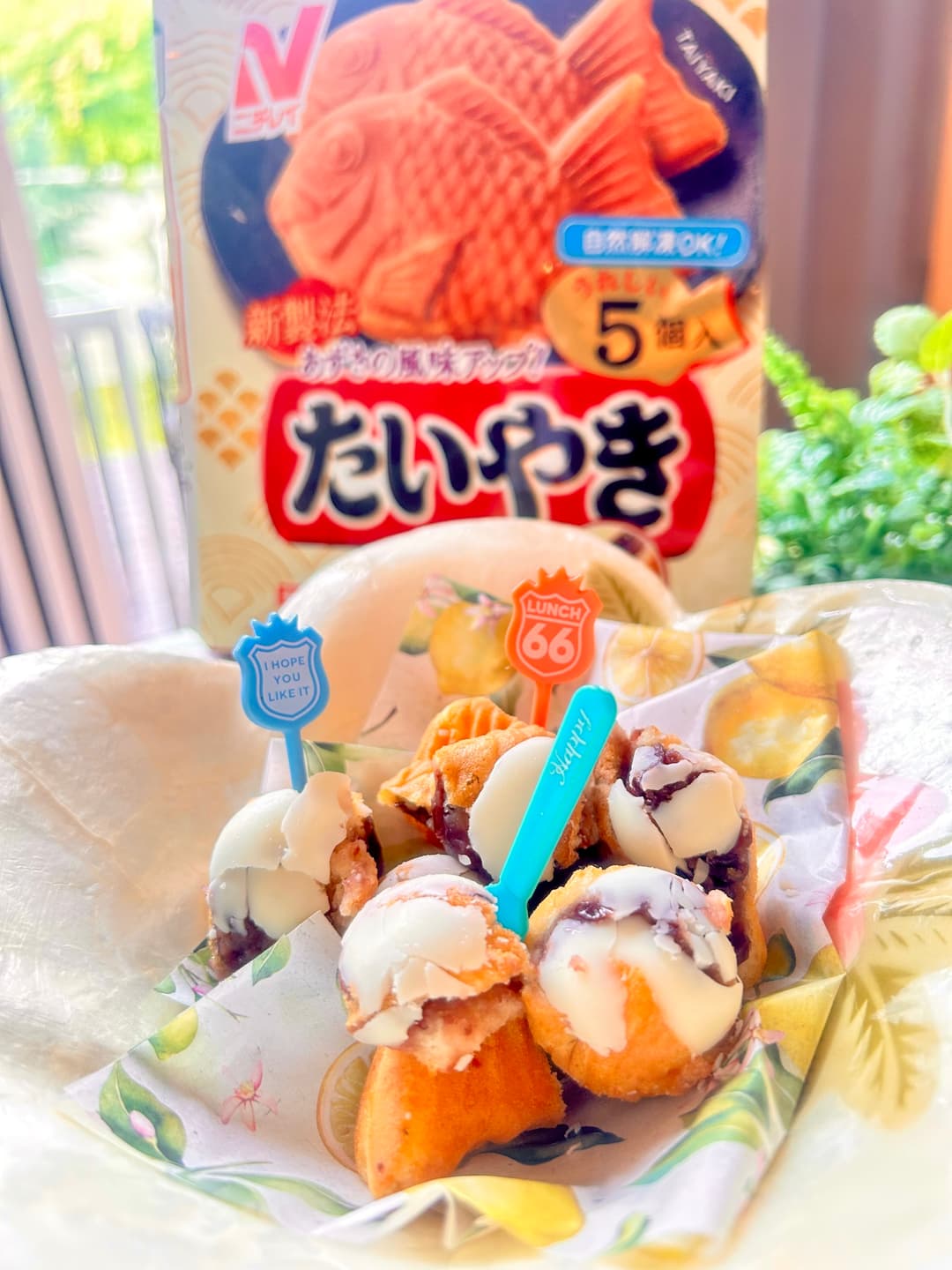 ホワイトチョコのたい焼きボールの完成写真