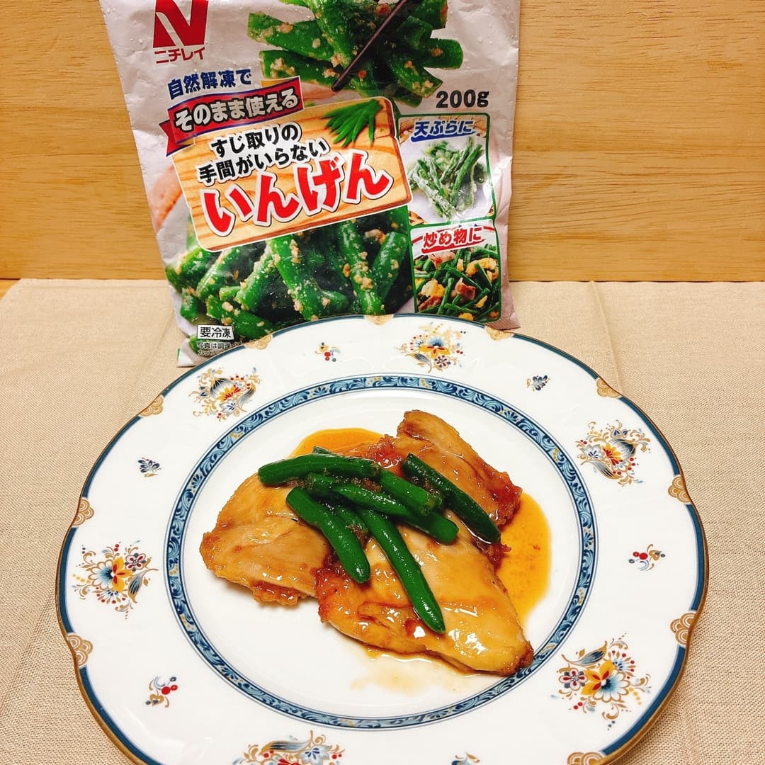 いんげんのチキンステーキの完成写真