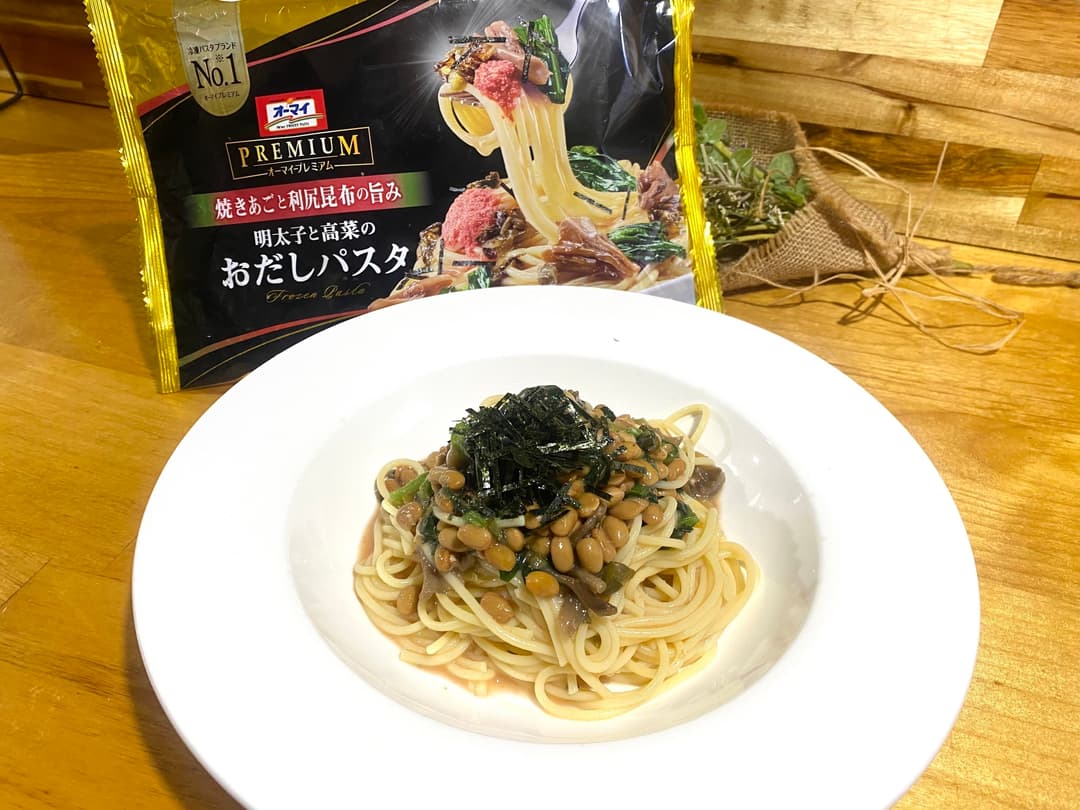 和風出汁と納豆の冷製パスタの完成写真