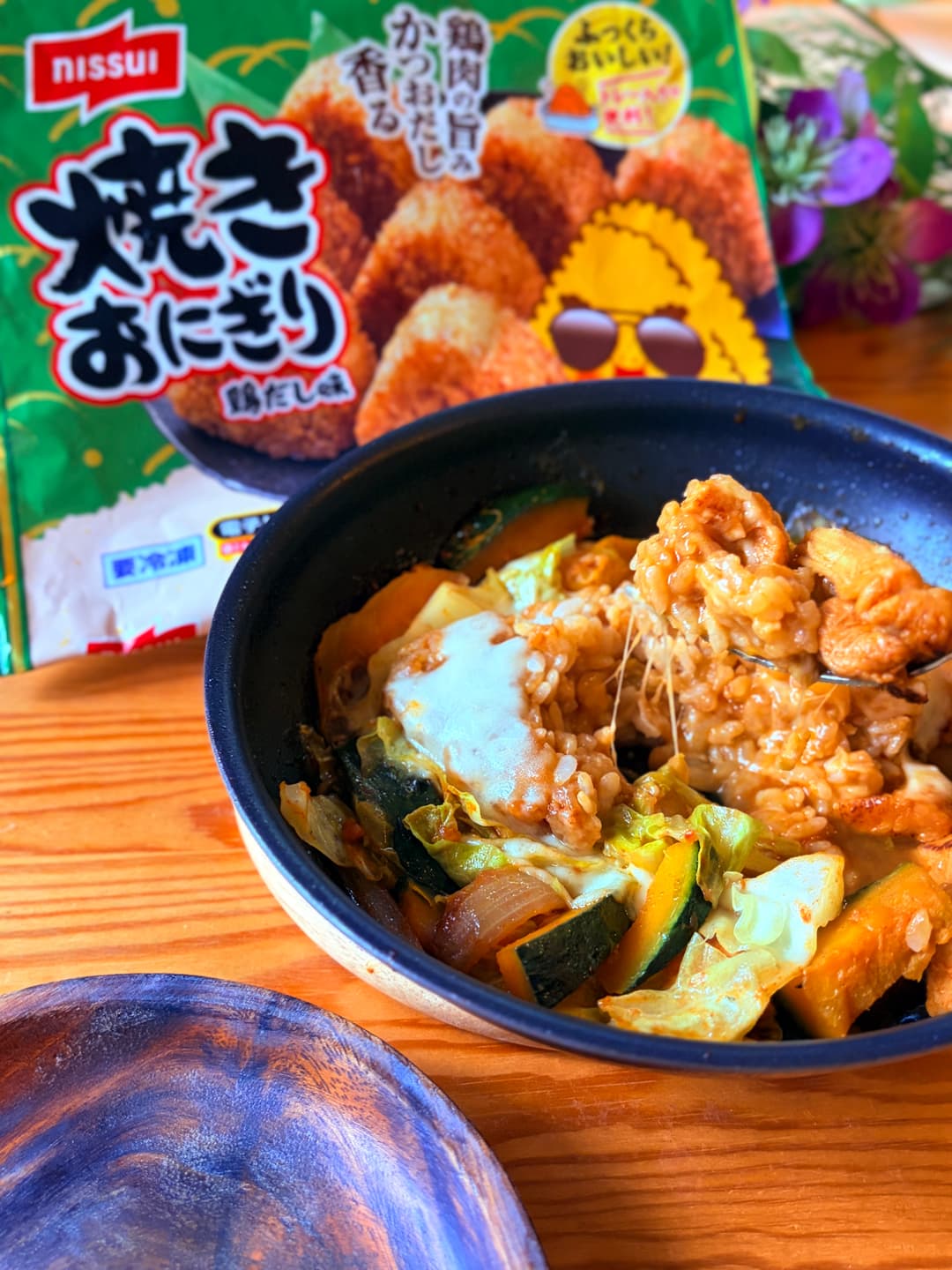 焼きおにぎりでチーズタッカルビの完成写真