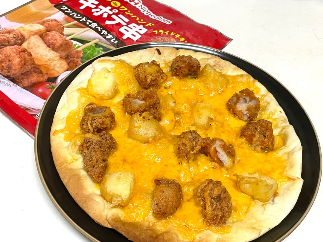 チキンポテトのチーズピザの完成写真
