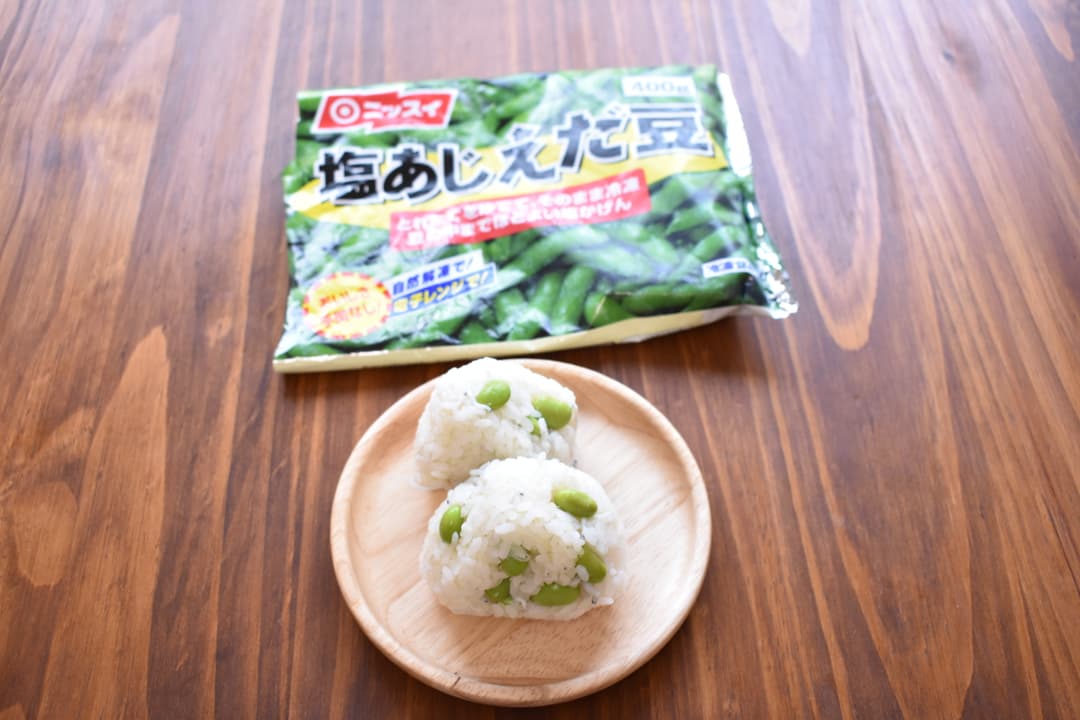枝豆としらすの柚子胡椒おにぎりの完成写真