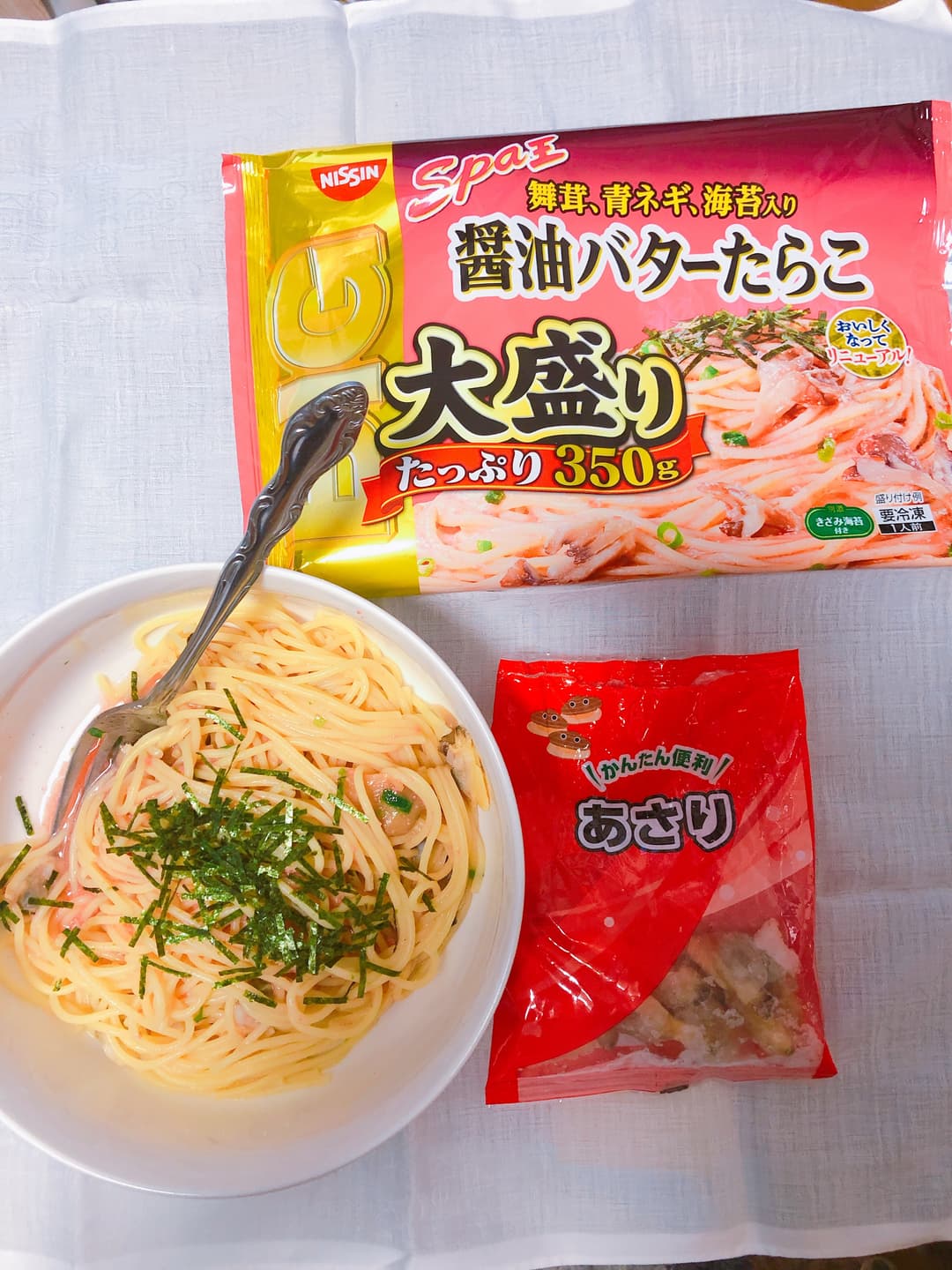 たらことあさりの醤油バターパスタの完成写真