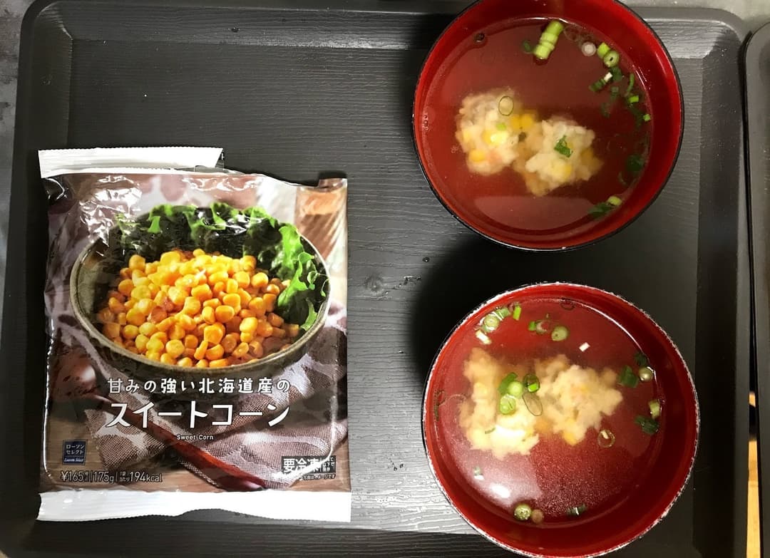 プチプチコーンの鶏のすりみ汁の完成写真