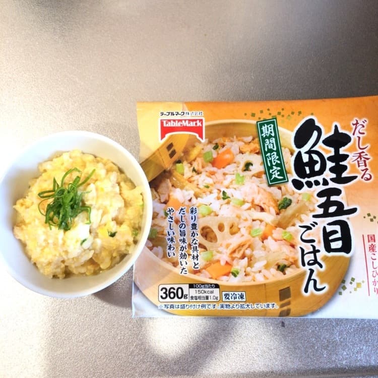鮭五目ごはんの玉子雑炊の完成写真