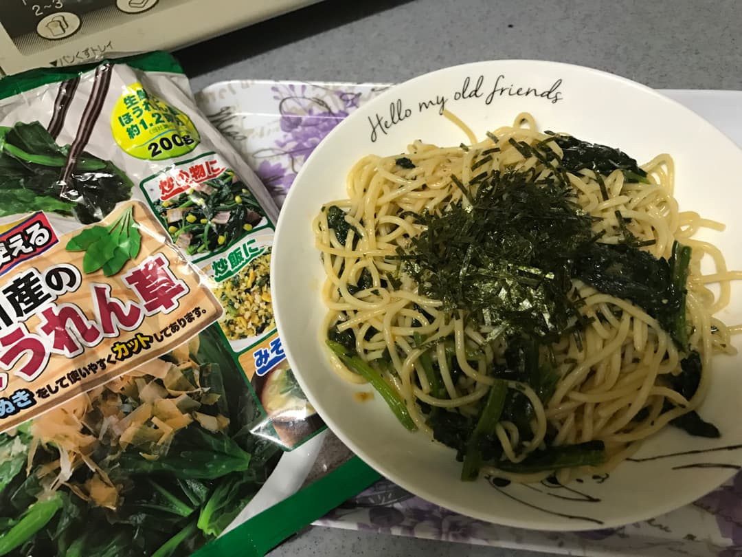 たらこポパイパスタの完成写真
