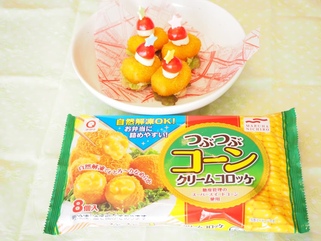コーンクリームのピンチョス風の完成写真