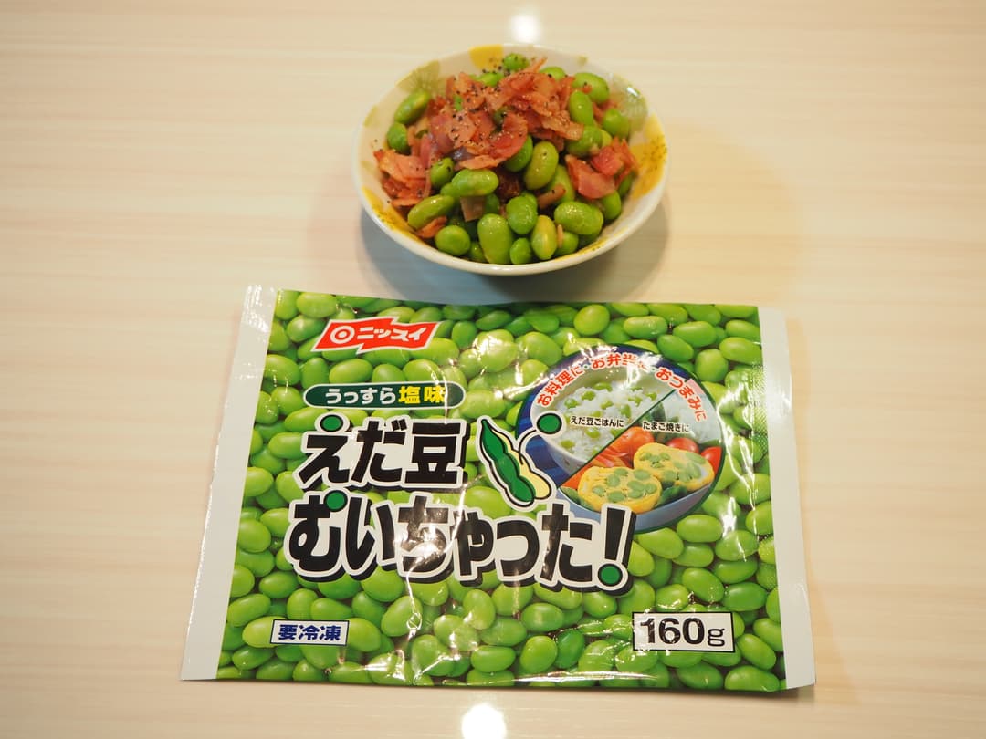 枝豆とベーコンのガーリック炒めの完成写真