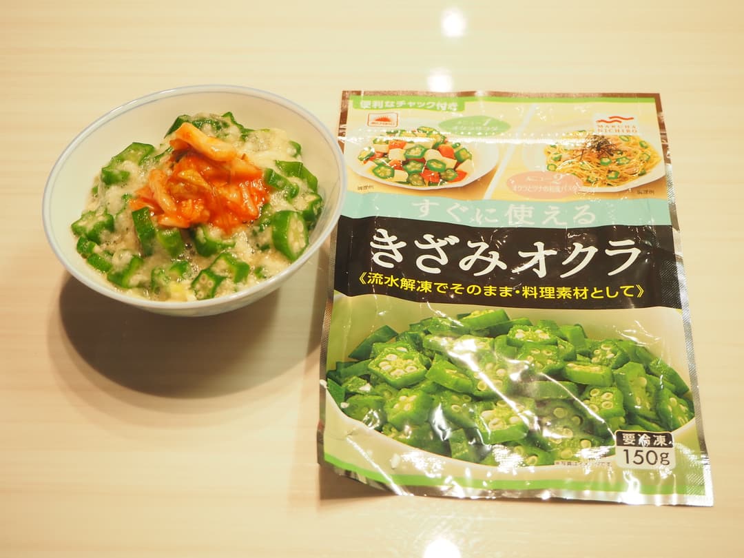オクラとろろのキムチのせの完成写真