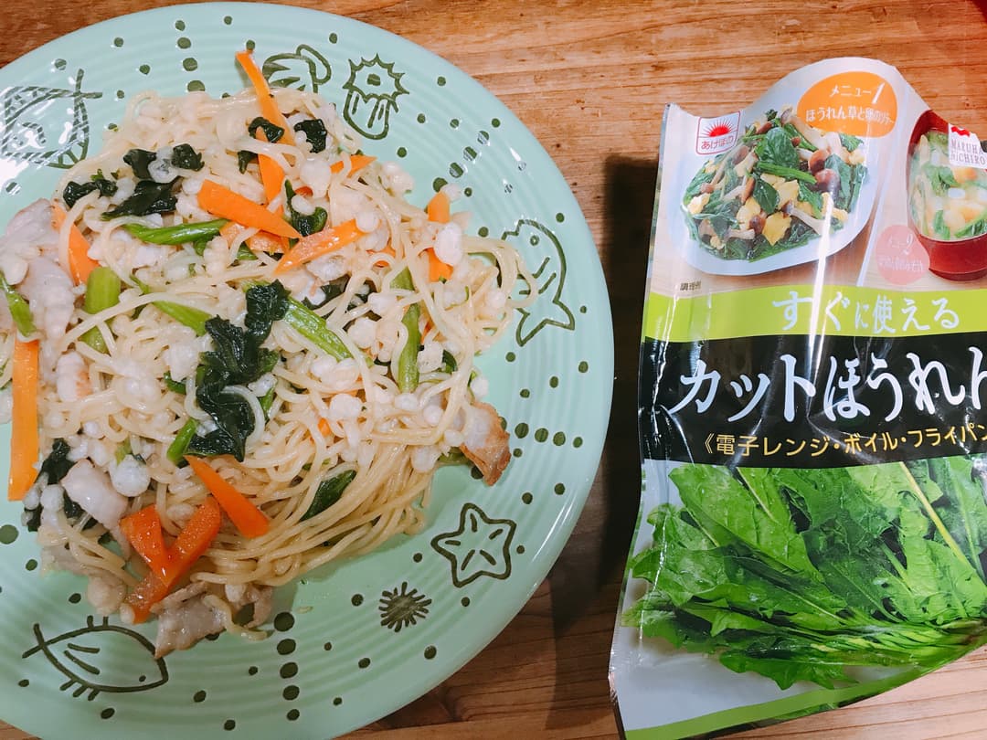 さっぱり!ほうれん草焼きそばの完成写真