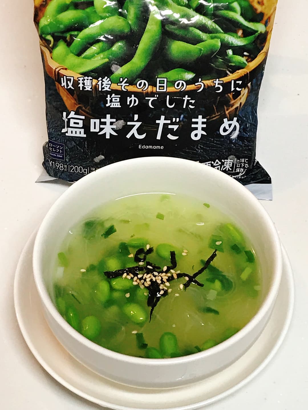 LAWSON 塩味えだまめの春雨スープの完成写真