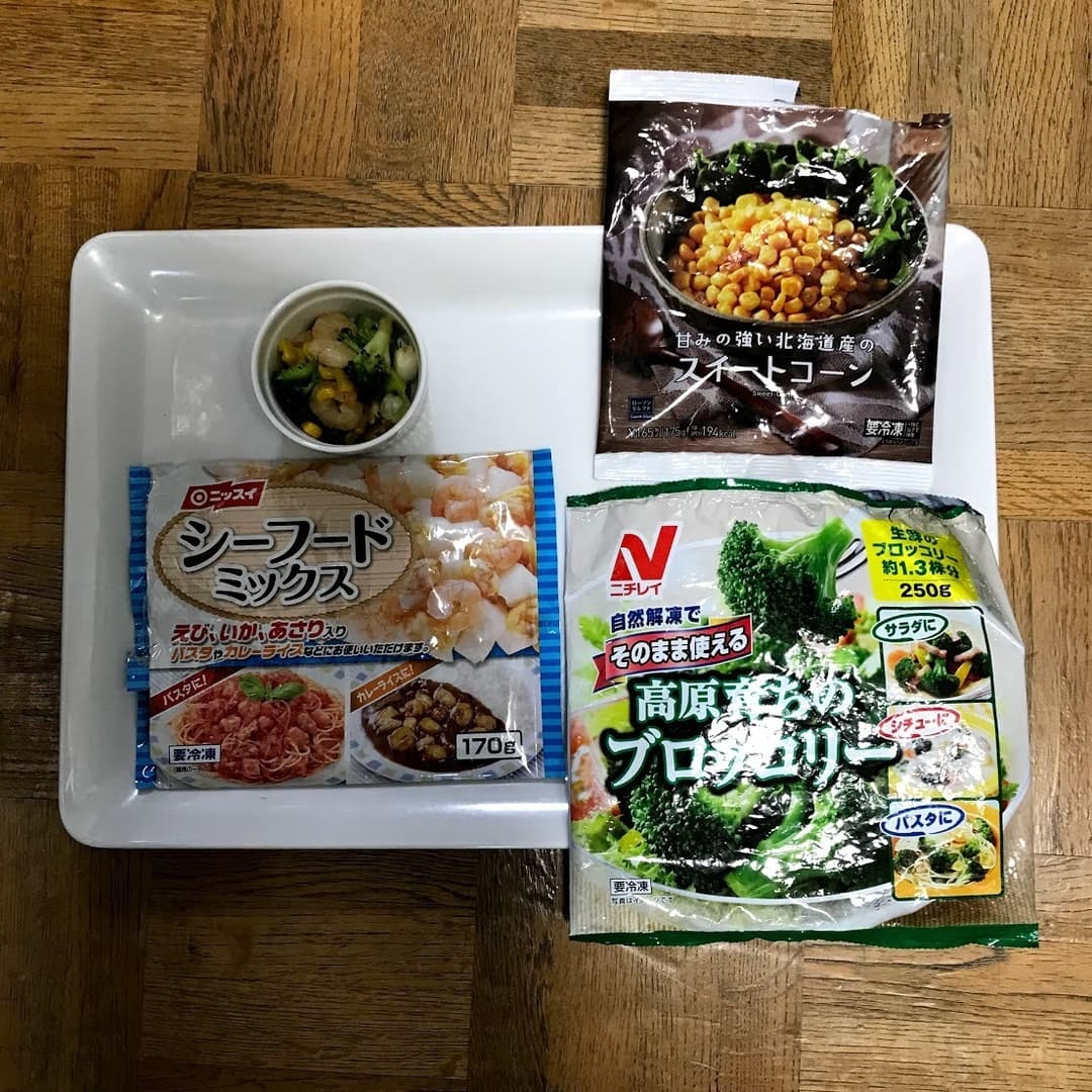シーフードとブロッコリーのバター炒めの完成写真