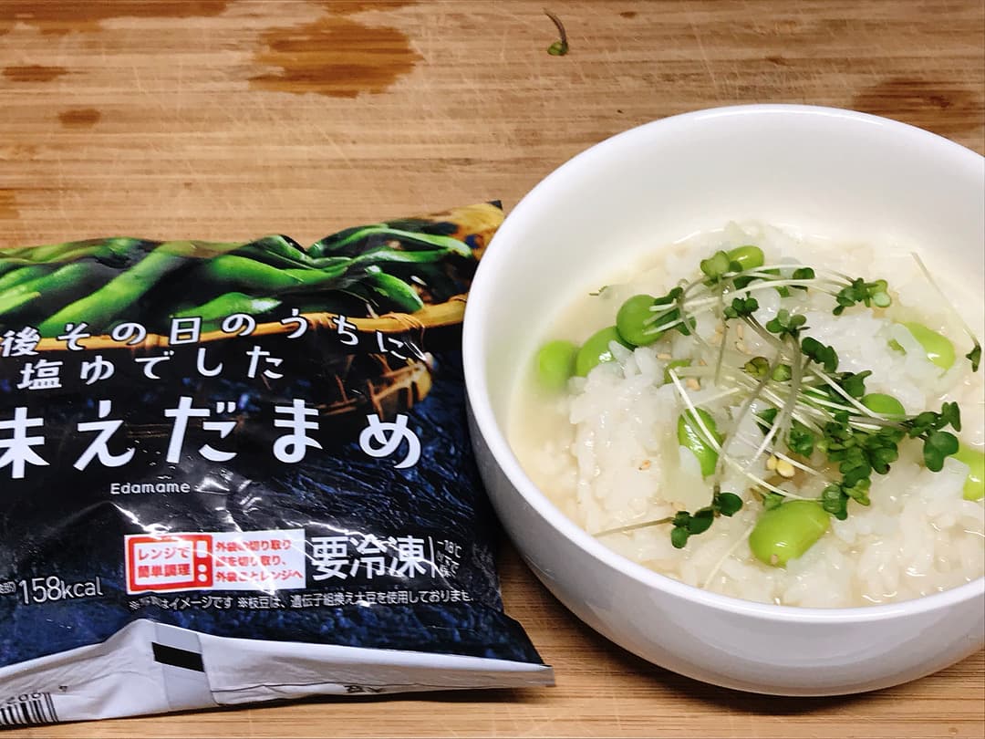 LAWSON 塩味えだまめ雑炊の完成写真