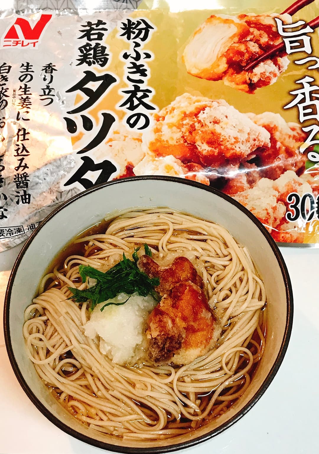 ジューシーな若鶏タツタのおろし蕎麦の完成写真