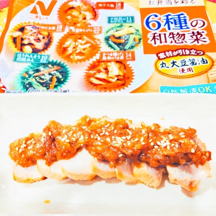 鶏胸肉ステーキ 切干大根味噌チーズソースの完成写真
