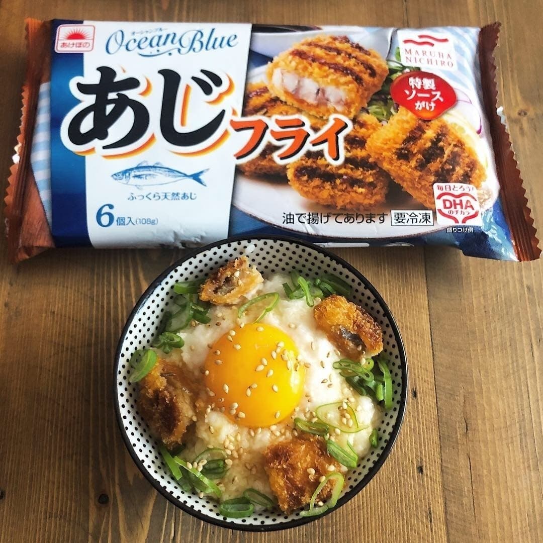 あじフライのせトロロ丼の完成写真