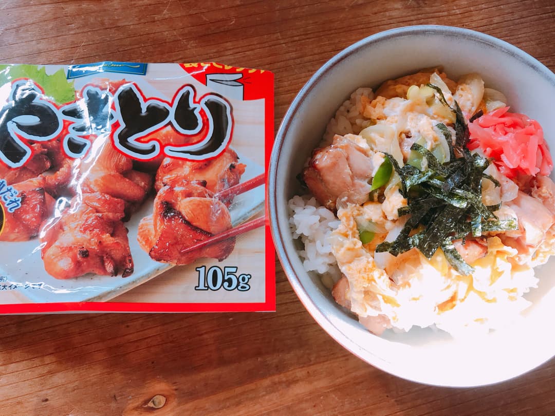 焼き鳥で簡単!親子丼の完成写真