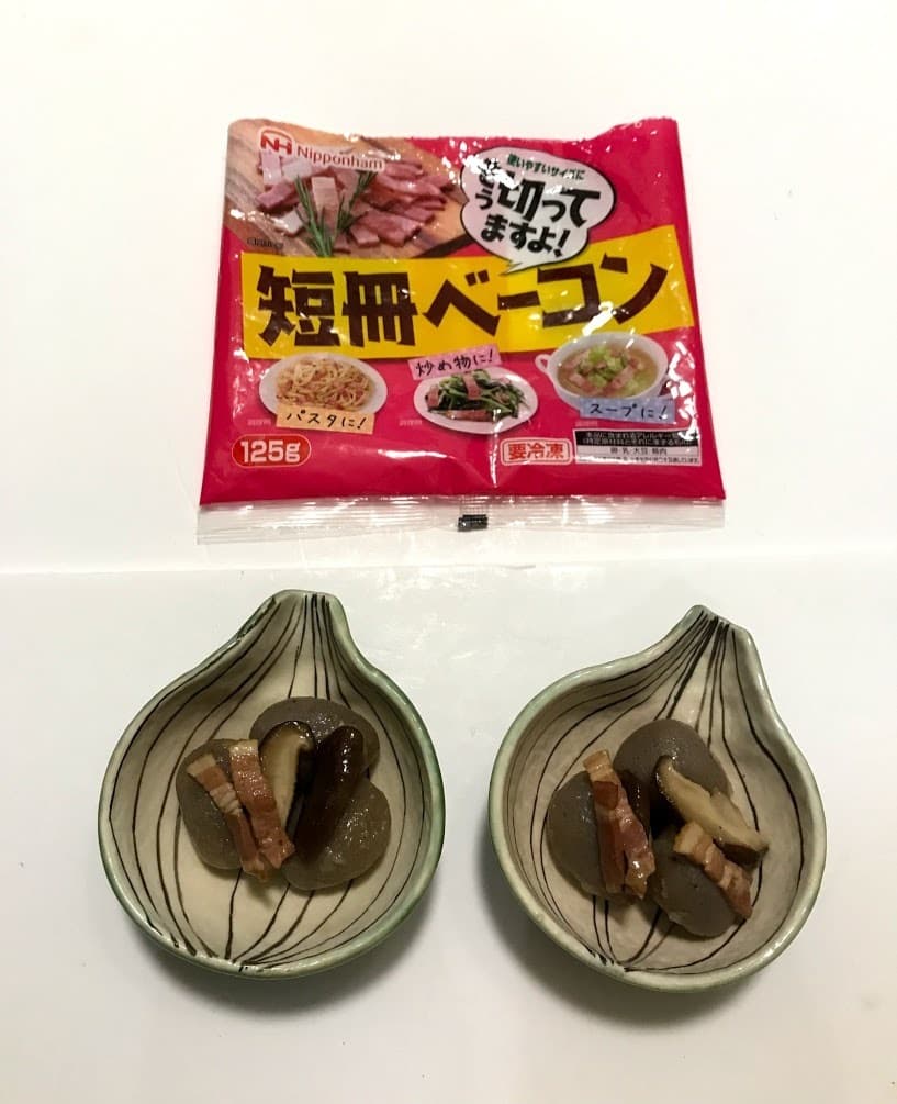 こんにゃくとベーコンの煮物の完成写真