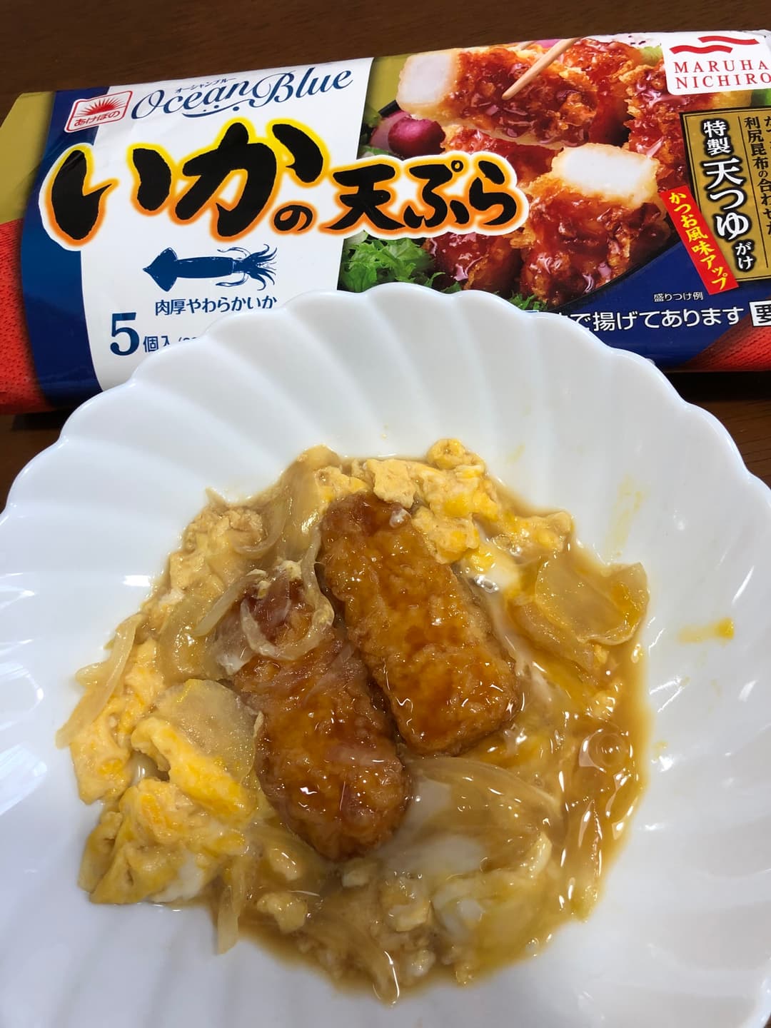 いかの天ぷら卵とじの完成写真