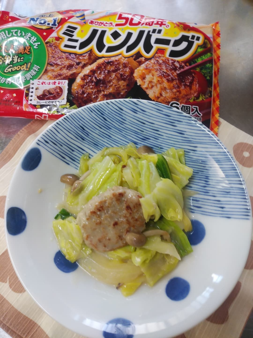 キャベツとハンバーグのクリーム煮の完成写真