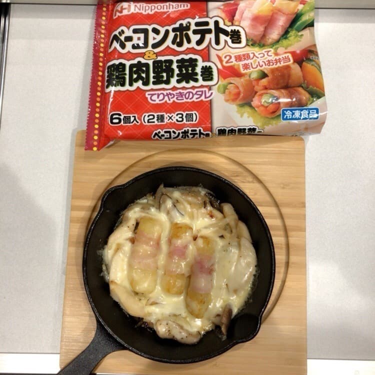 簡単オシャレに☆ ベーコンポテト巻のスキレット焼きの完成写真