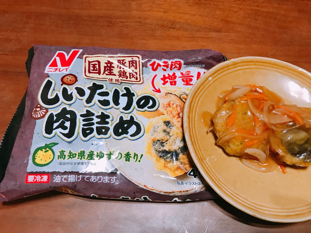 しいたけ肉詰めの野菜あんかけの完成写真