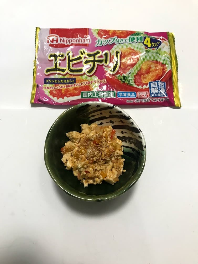 エビチリ味の豆腐そぼろの完成写真