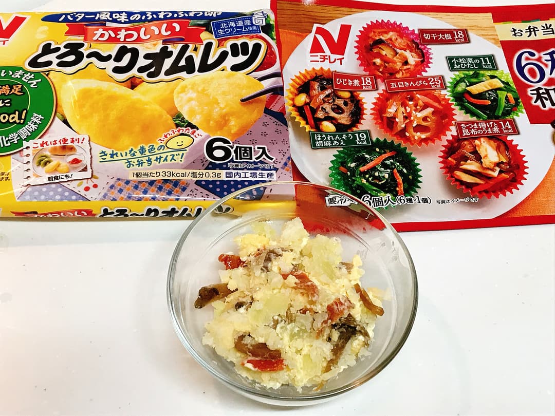 6種の和惣菜 五目きんぴらととろ〜りオムレツを使ったポテトサラダ の完成写真