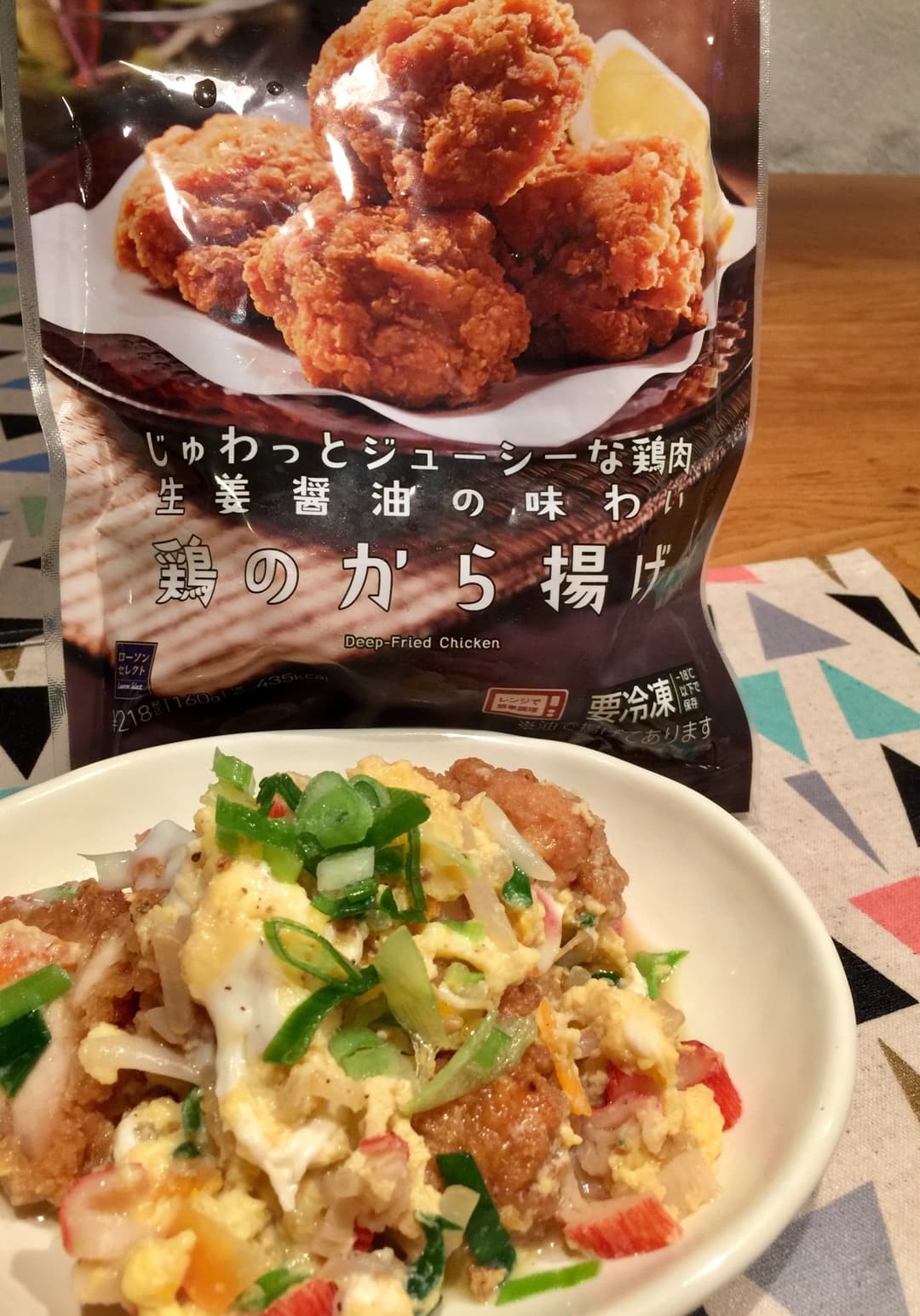 若鶏唐揚げ親子丼風の完成写真