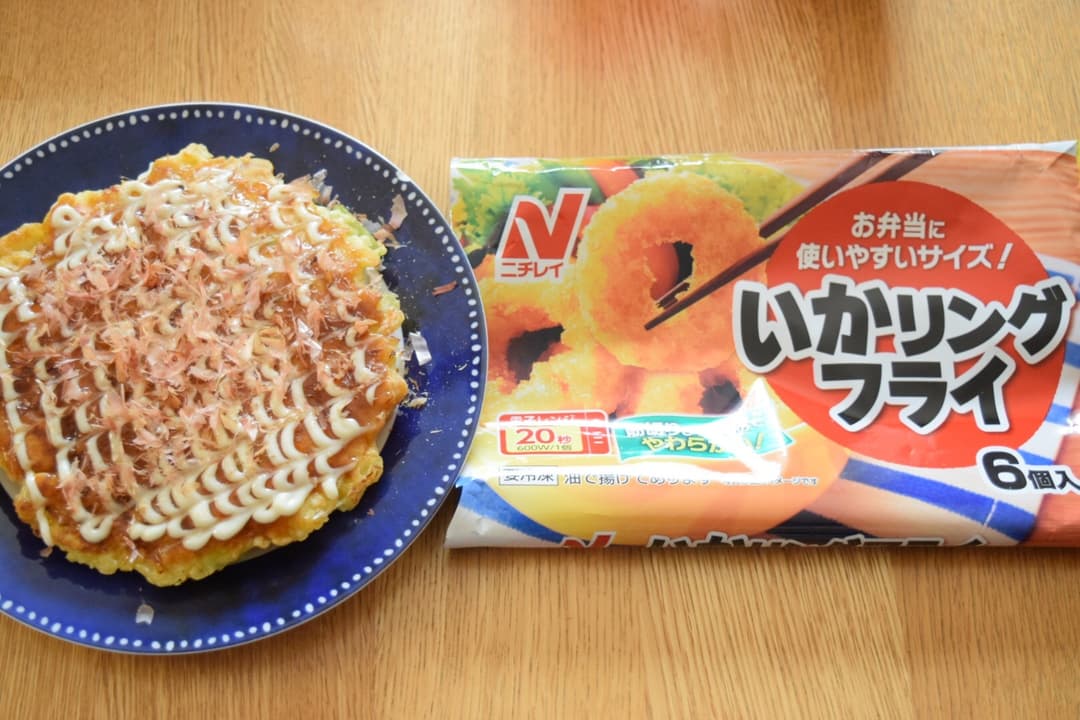 いかリングフライが入ったカリッとお好み焼き★の完成写真