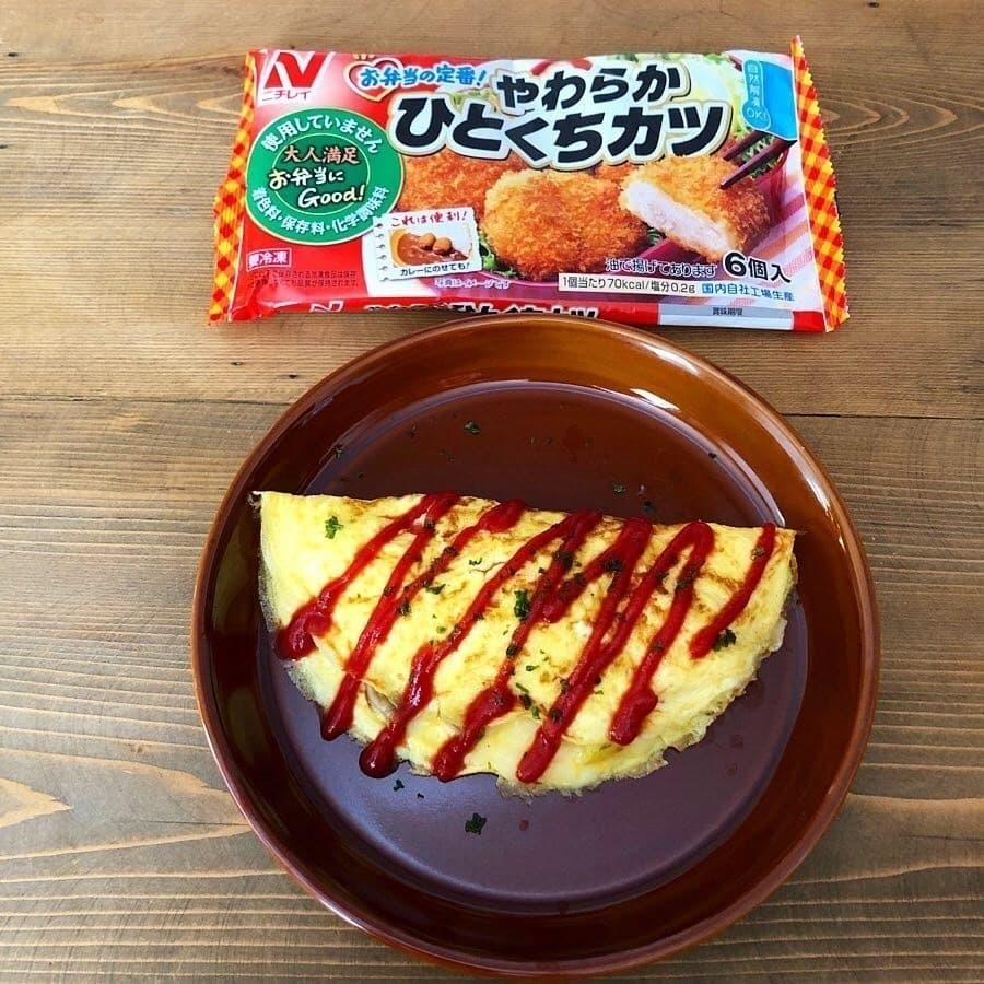 カツが入ったトロトロふんわりオムレツの完成写真