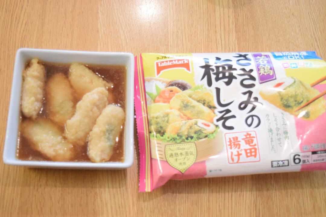 ささみの梅しそ竜田揚げの麺つゆ煮♫の完成写真