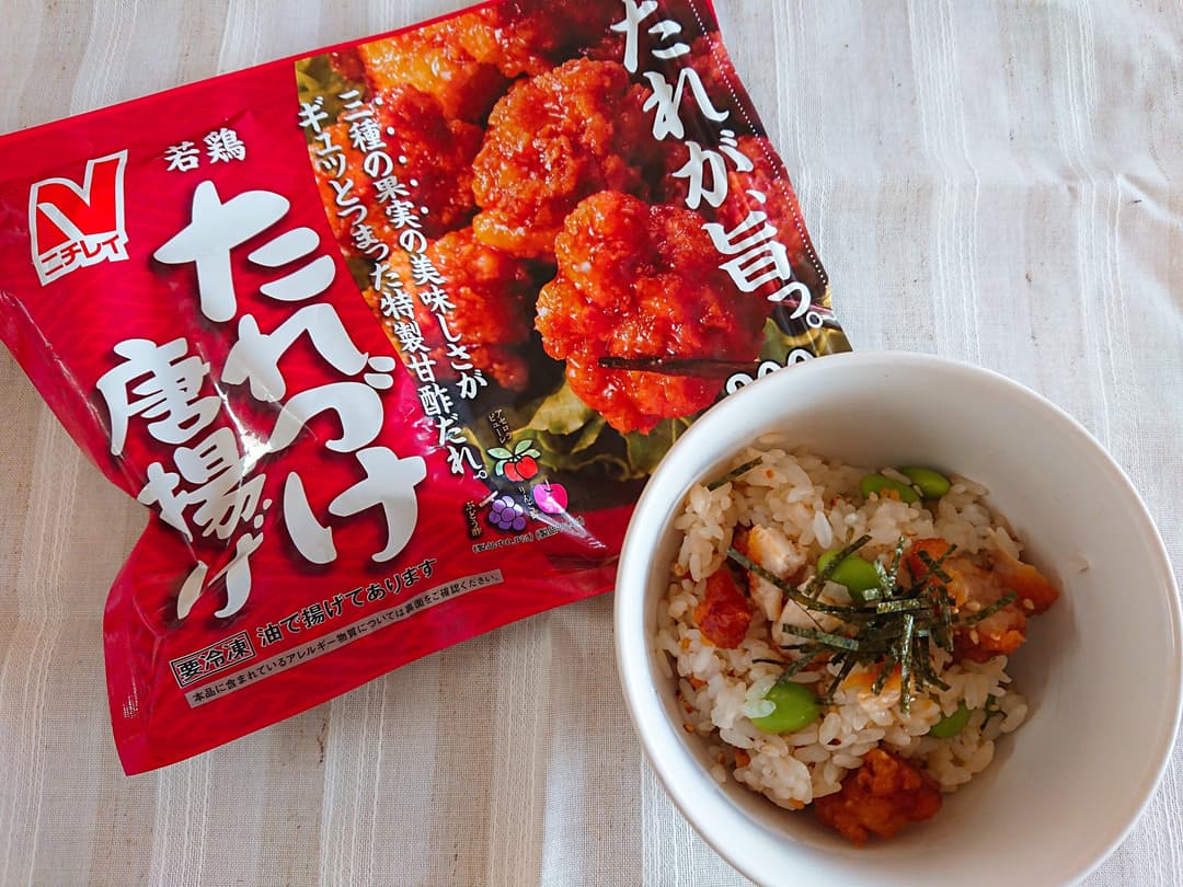 唐揚げ混ぜご飯の完成写真