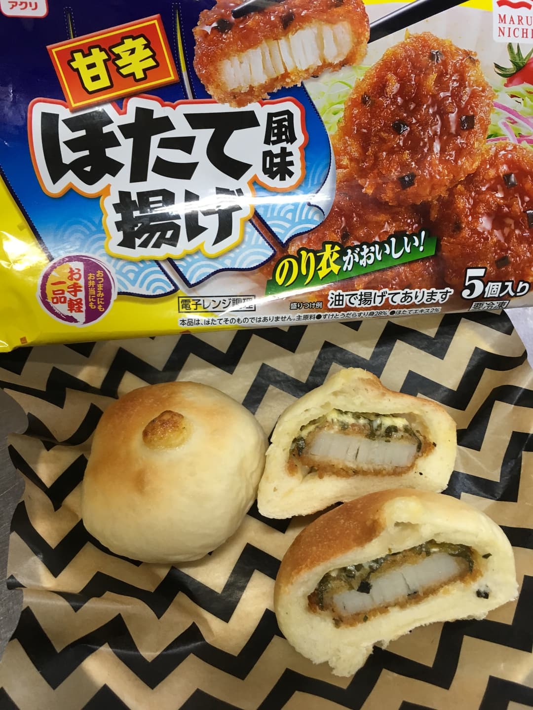 和風惣菜パン!ホタテマヨパン!の完成写真