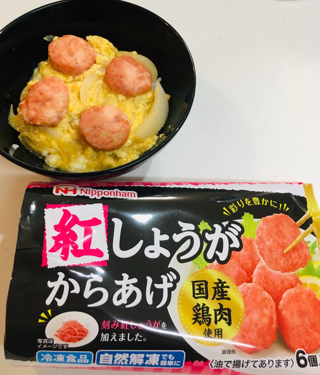 ピンクの水玉親子丼の完成写真