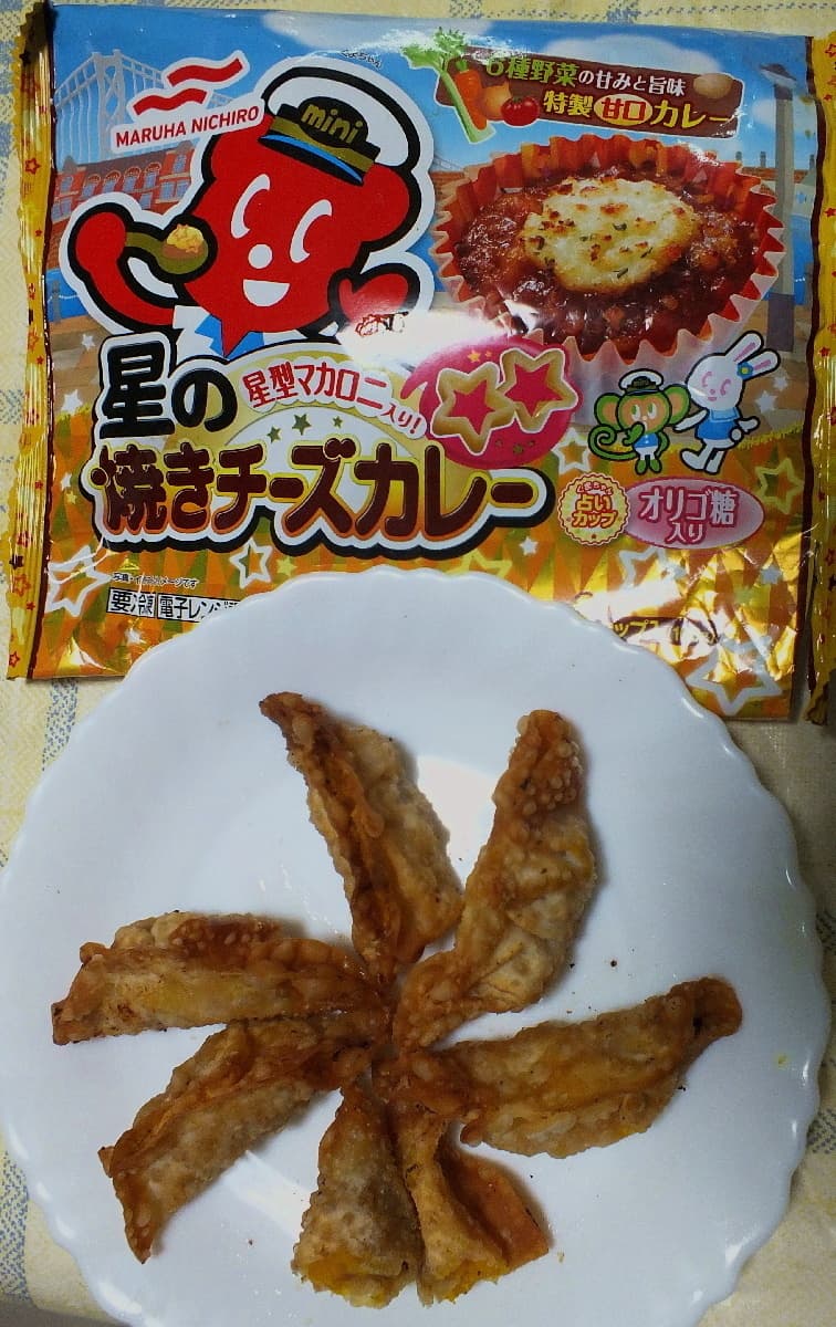   星の焼きチーズカレーとカボチャの揚げ餃子の完成写真