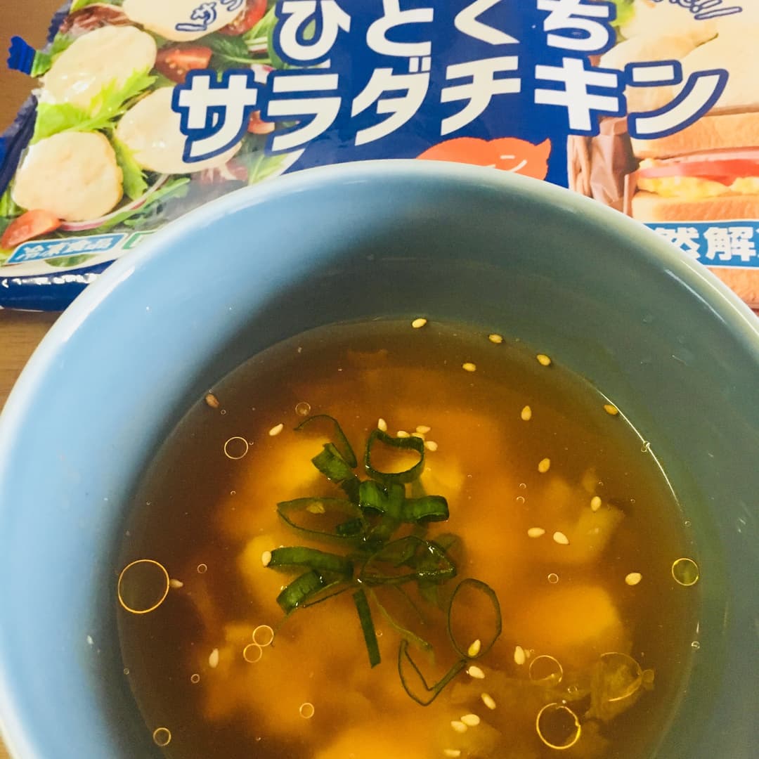サラダチキンの中華キムチスープの完成写真