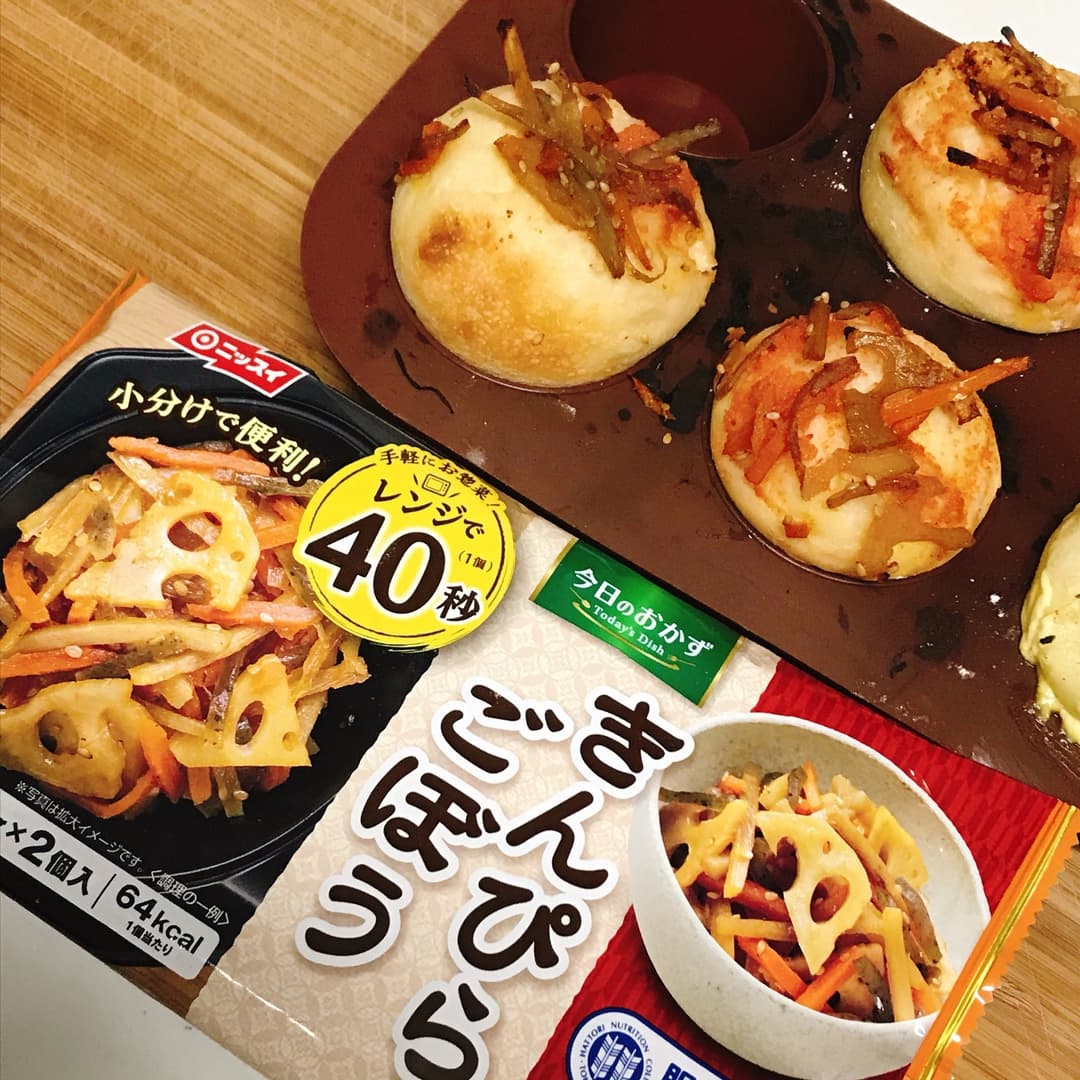 きんぴらごぼう明太マヨパンの完成写真